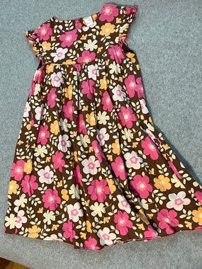 Girls Floral Summer Longline Dress Size 8 Pink Brown Cottagecore